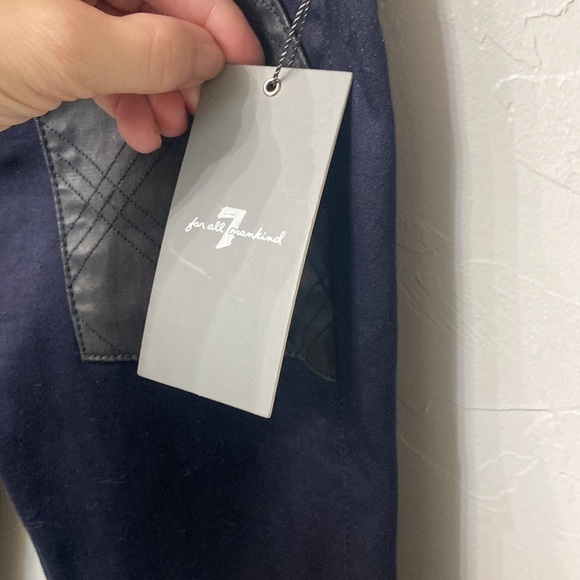 7 for all mankind quilted leather Accent skinny jeans black size 27. NWT. - Picture 8 of 13